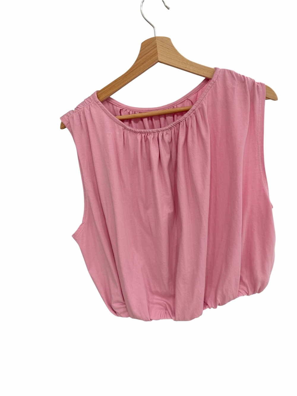 Anthropologie Pink Rose Bubble hem Crop Tank Top Size Medium - Picture 7 of 7